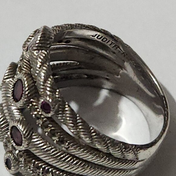 925 Sterling Judith Ripka Garnet/Tourmaline, Stackable Look Ring 7.5 - Picture 5 of 6